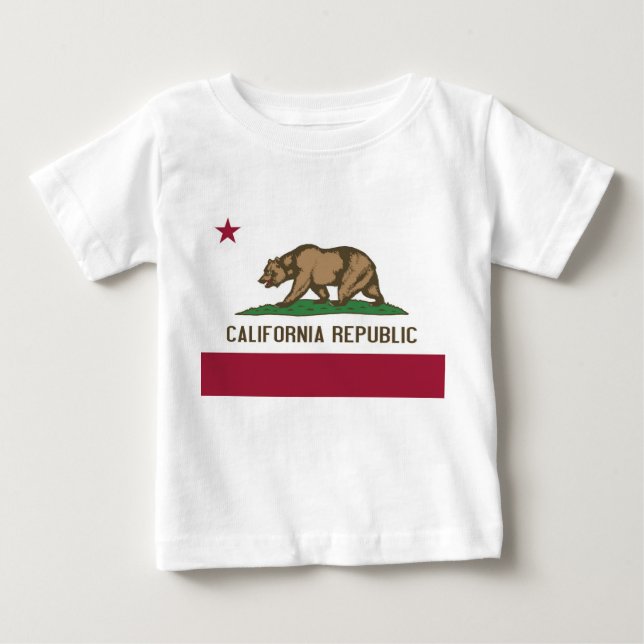 Camiseta bebé con bandera de California, EE.UU. (Anverso)