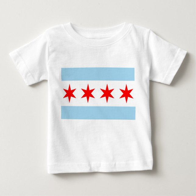 Camiseta bebé con bandera de Chicago, Ilinois (Anverso)