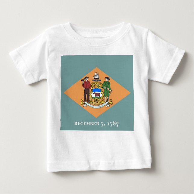 Camiseta bebé con bandera de Delaware (Anverso)