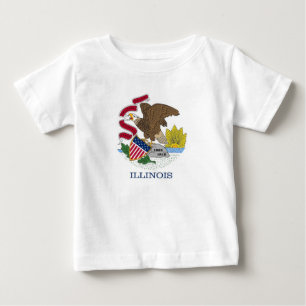Camiseta bebé con bandera de Ilinois
