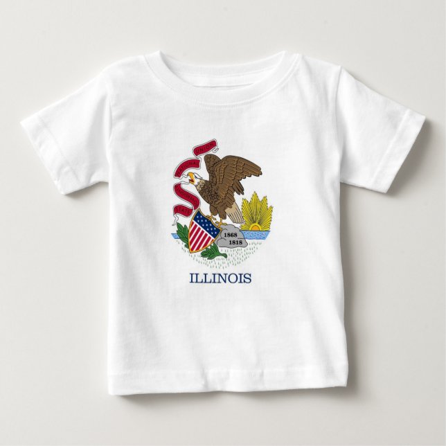Camiseta bebé con bandera de Ilinois (Anverso)