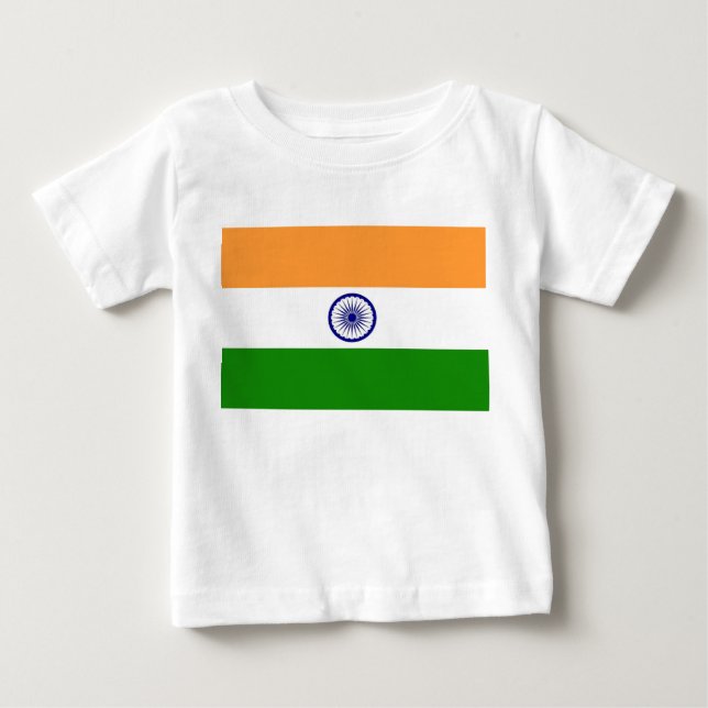 Camiseta bebé con bandera de India (Anverso)