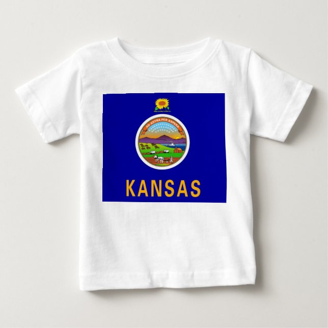 Camiseta bebé con bandera de Kansas (Anverso)