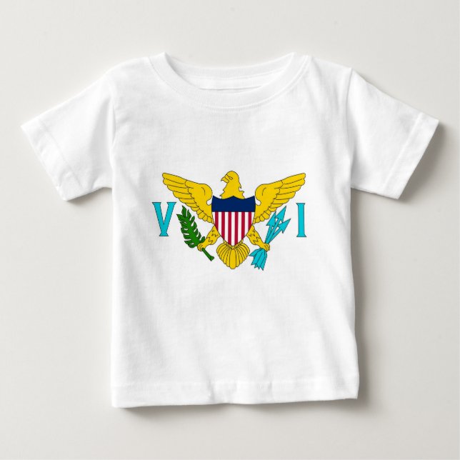 Camiseta bebé con bandera de las Islas Vírgenes, E (Anverso)
