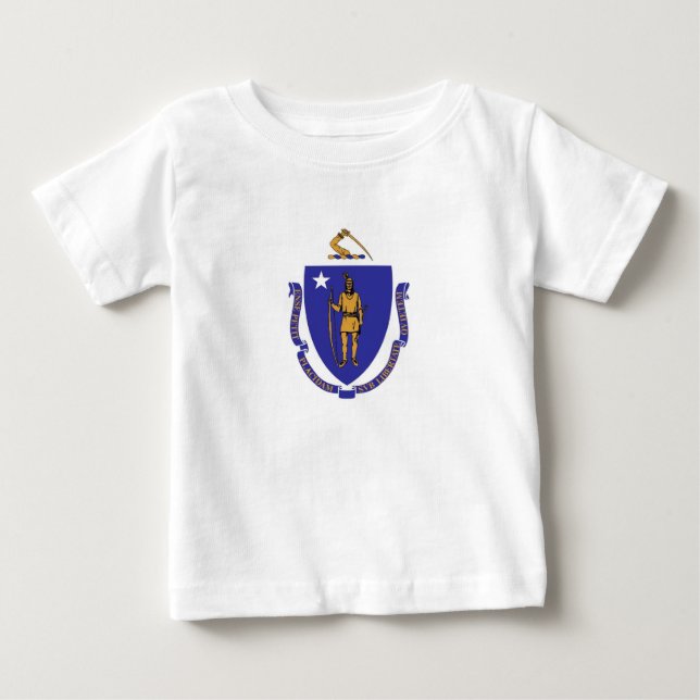 Camiseta bebé con bandera de Massachusetts (Anverso)
