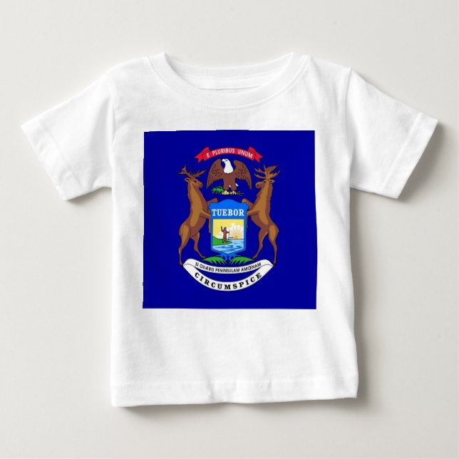 Camiseta bebé con bandera de Michigan, EE.UU. (Anverso)
