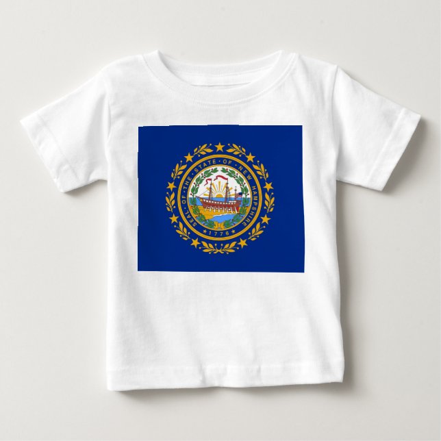 Camiseta bebé con bandera de Nuevo Hampshire (Anverso)