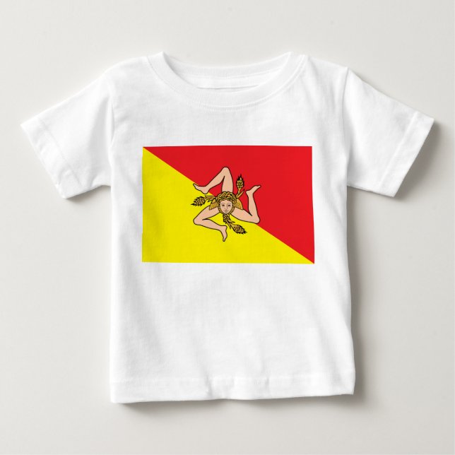 Camiseta bebé con bandera de Sicilia, Italia (Anverso)