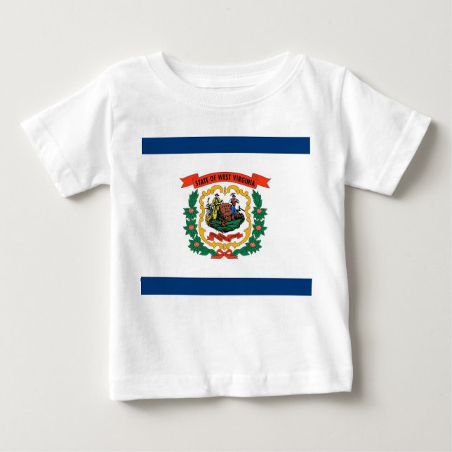 Camiseta bebé con bandera de Virginia Occidental,  (Anverso)