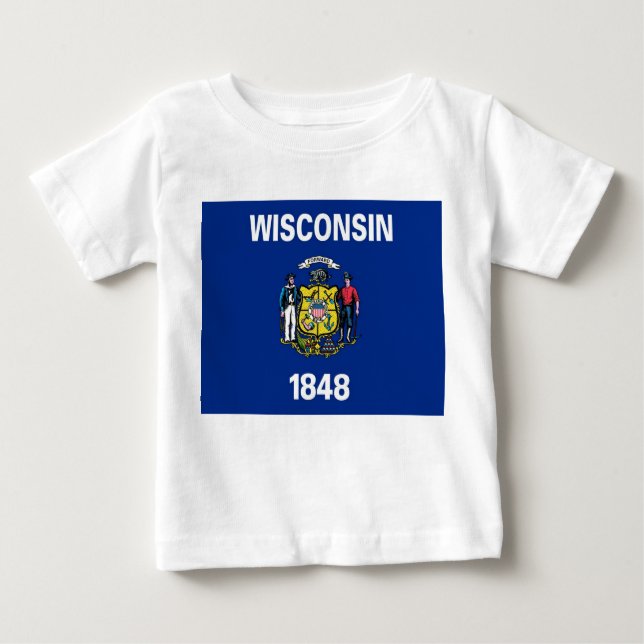 Camiseta bebé con bandera de Wisconsin, EE.UU. (Anverso)