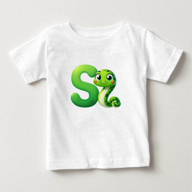 Camiseta bebé con letra S de serpiente (Anverso)