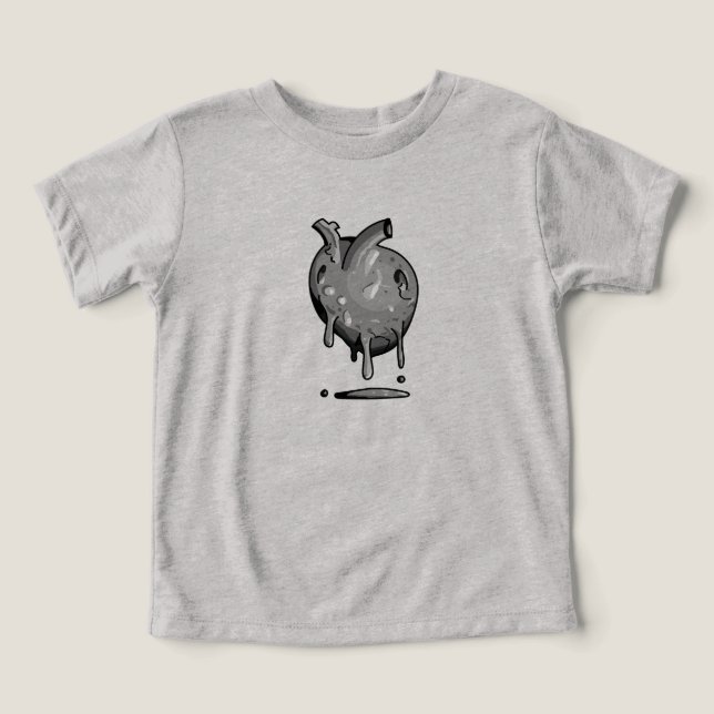 camiseta bebé corazón gris sobre gris (Diseño delantero )
