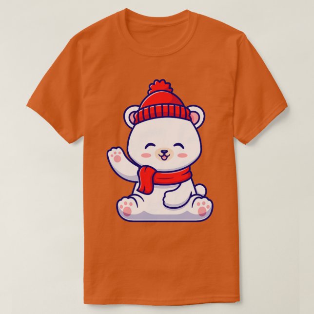 Camiseta Bebé Cute Oso Polar Invierno Con Scarf Waving H (Diseño del anverso)