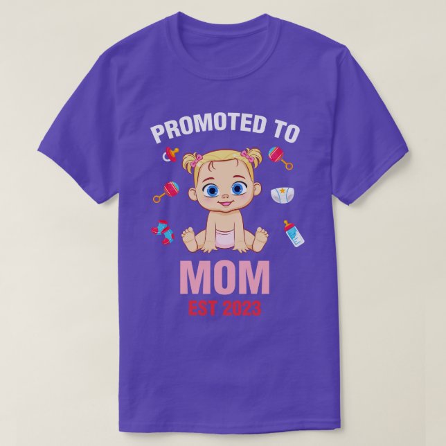 Camiseta Bebé Cute Promocionado A Mamá Est 2023 Cumpleaños (Diseño del anverso)