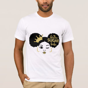 Camiseta Bebé de Azúcar Morena en Negro y Dorado