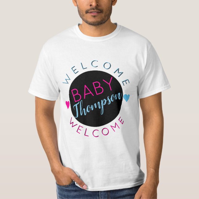Camiseta Bebé de bienvenida| Ruedas Pink & Blue Team (Anverso)