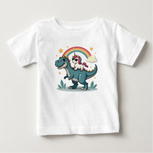 Camiseta bebé de Dinosaurio y Unicorn