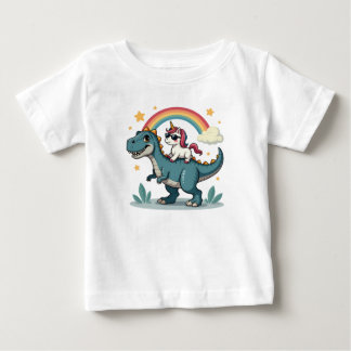Camiseta bebé de Dinosaurio y Unicorn