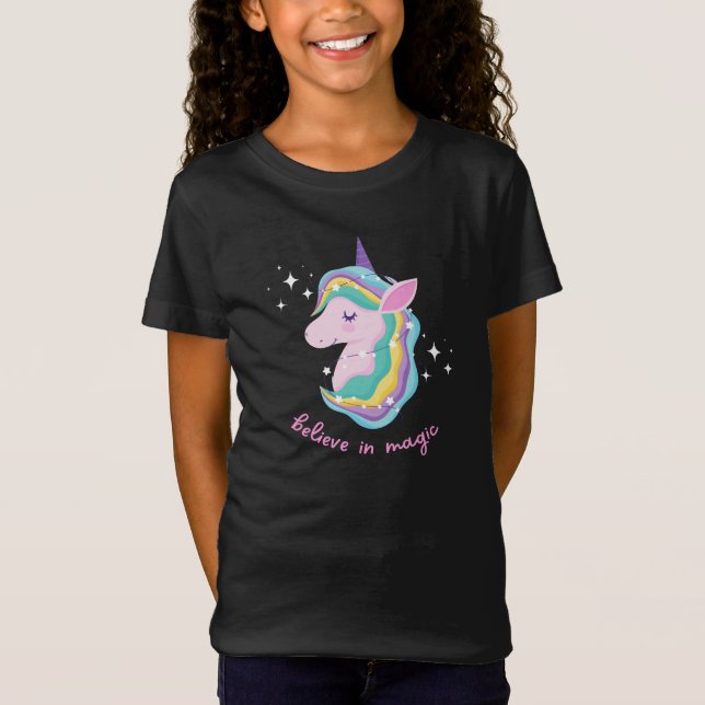 Camiseta Bebé de fiesta de cumpleaños de Rainbow Unicorn (Anverso)