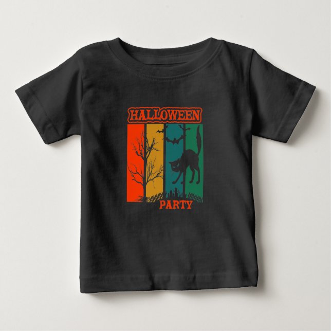 Camiseta bebé de Fiesta de gato de Halloween (Anverso)
