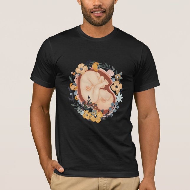 Camiseta Bebé de flores madre partera embarazada (Anverso)