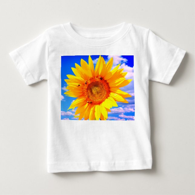 Camiseta bebé de girasol y abejas (Anverso)