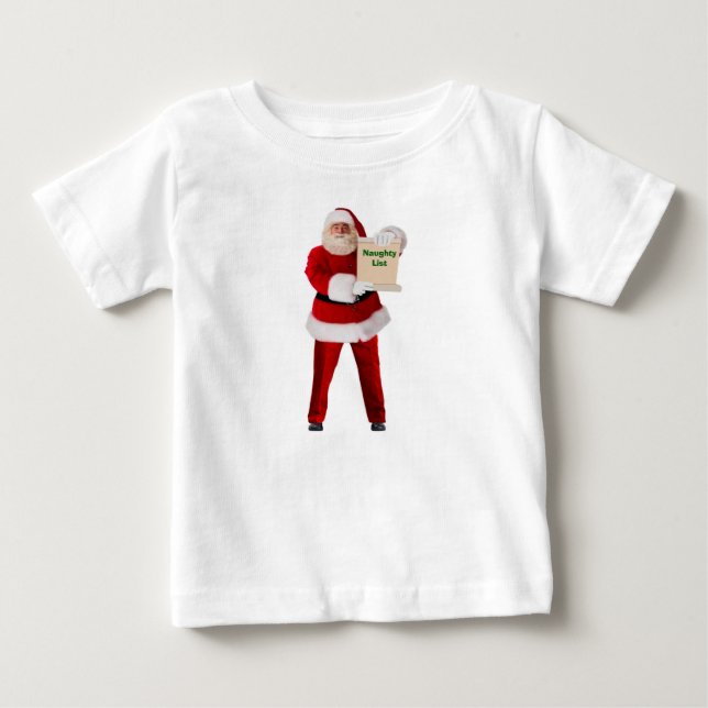 Camiseta bebé de la lista traviesa de Santa (Anverso)