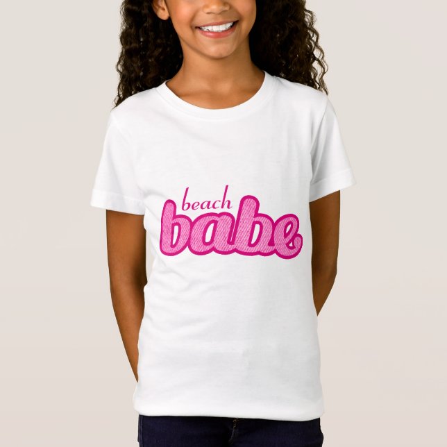 Camiseta bebe de la playa lindo denim chicas rosados calien (Anverso)