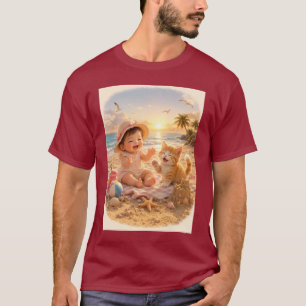 Camiseta Bebé de Playa y Alegría de Castillo de Arena de Ga