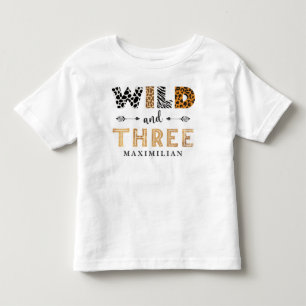 Camiseta bebé de safari salvaje y de tres cumplea