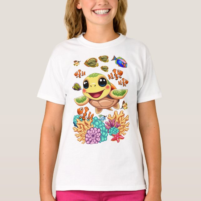 Camiseta Bebé de tortuga marina feliz y con carácter (Anverso)