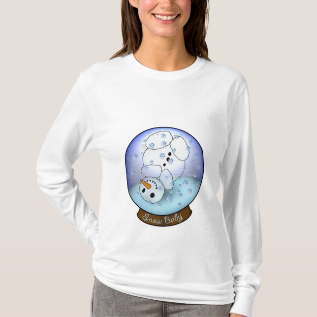 Camiseta Bebé del globo de la nieve del muñeco de nieve (Anverso)