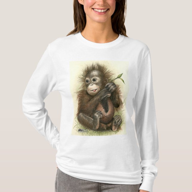 Camiseta Bebé del orangután con las hojas (Anverso)