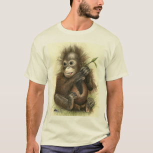 Camiseta Bebé del orangután con las hojas