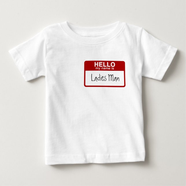 Camiseta bebé divertida, hola mi nombre son damas (Anverso)