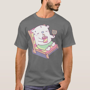 Camiseta Bebé dulce, oso polar en la silla de playa