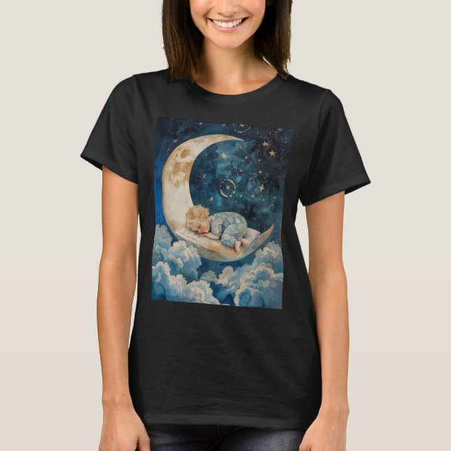 Camiseta Bebé durmiendo en la luna (Anverso)