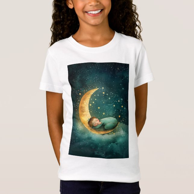Camiseta Bebé durmiendo en la luna (Anverso)