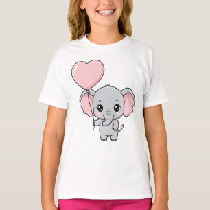 Camiseta Bebé Elefante Adorable con Globo en Forma de Coraz