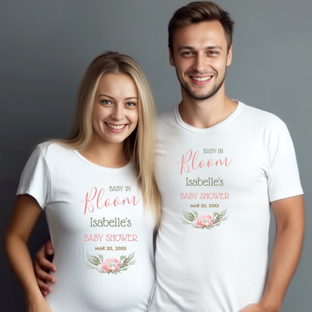 Camiseta Bebé en Chicas en Bloom Padres en Baby Shower (Baby In Bloom Girl Baby Shower Parents T-Shirt)