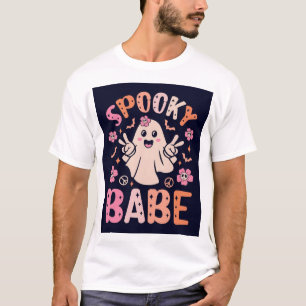 Camiseta Bebé Espeluznante Retro Rosa Fantasma Signo de Paz