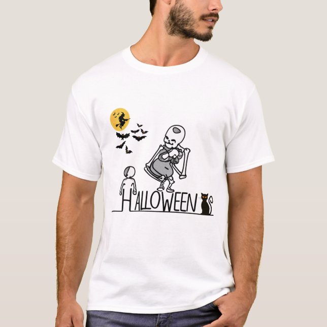 Camiseta Bebé esqueleto de Halloween (Anverso)