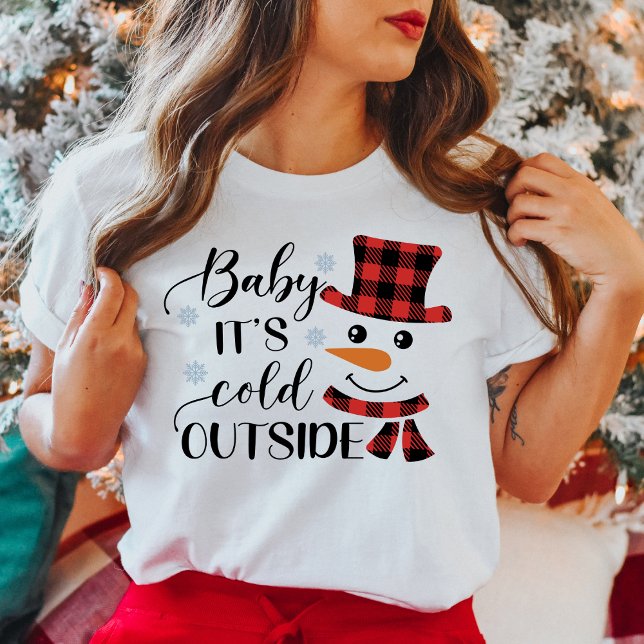 Camiseta Bebé, está frío fuera de un muñeco de nieve. (Baby It's Cold Outside Cute Snowman T-Shirt)