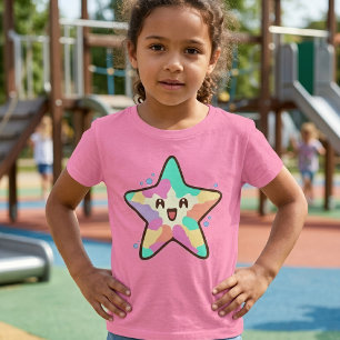 Camiseta Bebé Estrella de Mar Sonriente Kawaii con Burbujas