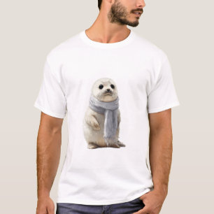 Camiseta Bebé foca adorable en una bufanda acogedora