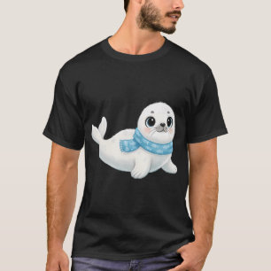 Camiseta Bebé foca arpista adorable con un estampado de pez