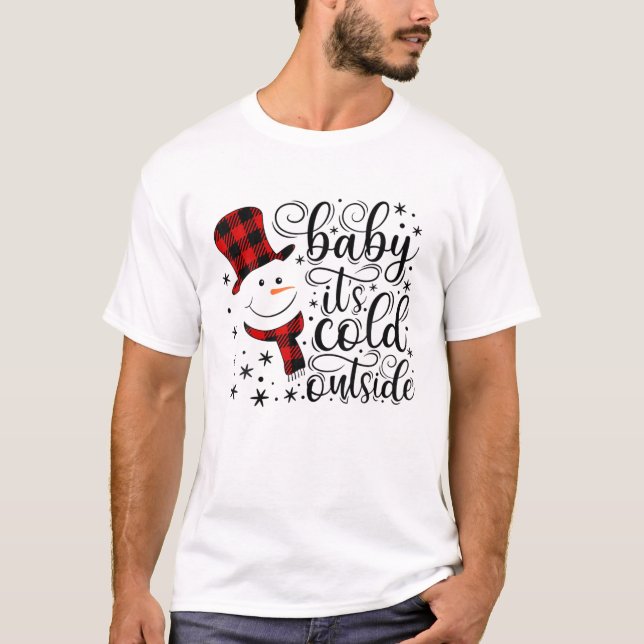 Camiseta Bebé, frío fuera de los Navidades de Snowman (Anverso)