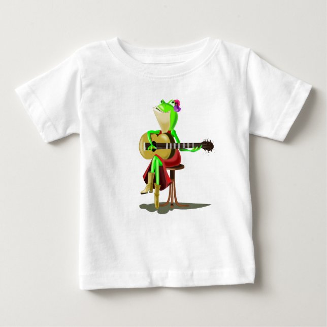 Camiseta bebé graciosa con guitarra de rana (Anverso)