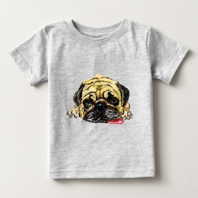 Camiseta bebé graciosa con perro de pug (Anverso)