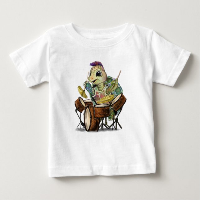 Camiseta bebé graciosa con tambor de tortuga (Anverso)